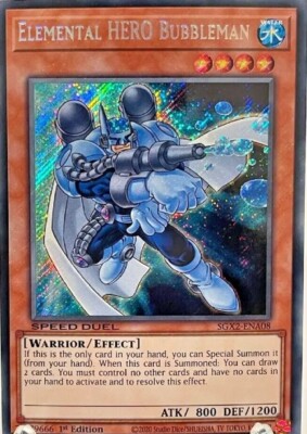 Yugioh Elemental Hero Bubbleman 1st Edition Secret Rare Speed Duel SGX2 NM-image