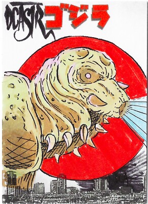 PFLB Godzilla Day (2022) Exclusive ARG Sketch Card w Original Larva Mothra Art-image