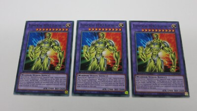 3x ELEMENTAL HERO ELECTRUM  FUSION  SGX2-ENA22  COMMON  YUGIOH  NM  UNPLAYED-image