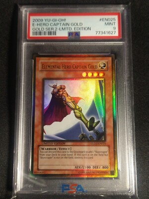 Yugioh - Elemental Hero Captain Gold GLD2-EN025 Limited Gold Rare PSA 9 MINT-image