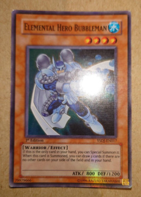 YUGIOH ELEMENTAL HERO BUBBLEMAN SUPER RARE YSDJ-EN017 1ST EDITION-image