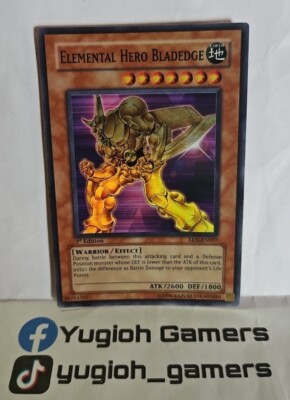 YUGIOH ELEMENTAL HERO BLADEDGE EEN-EN007 1 ST EDITION SUPER LIGHT  PLAYED -image