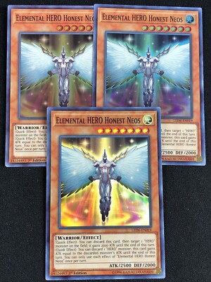 YUGIOH ELEMENTAL HERO HONEST NEOS LED6-EN019 1ST SUPER X3 NM-image