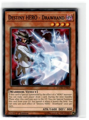 Yu-Gi-Oh! Destiny Hero Drawhand Common DANE-EN009 Moderately Played 1st Edition-image