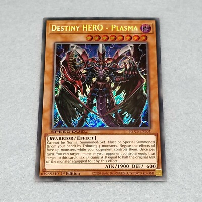 1x Yugioh Destiny HERO - Plasma SGX1 1st Edition Secret Rare Card NM-image