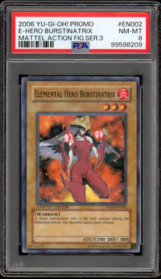 YuGiOh PSA 8 NM-MT Elemental Hero Burstinatrix MF03-EN002 Mattel Promo PARALLEL-image