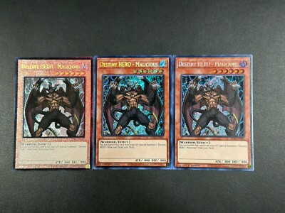 Yu-Gi-Oh! Destiny HERO - Malicious RA03-EN001 1st Editi 2x Secret 1x Ultimate NM-image
