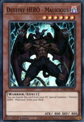1st ed Destiny HERO - Malicious super rare RA03-EN001 Yugioh-image