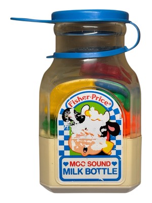 Vintage 1990 Fisher Price Moo Sound Milk Bottle Jug 8 Cookies #1033 No Sound-image