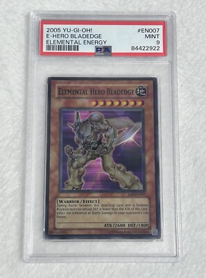 2005 Yu-Gi-Oh! Elemental Hero Bladedge Elemental Energy EN007 PSA 9-image