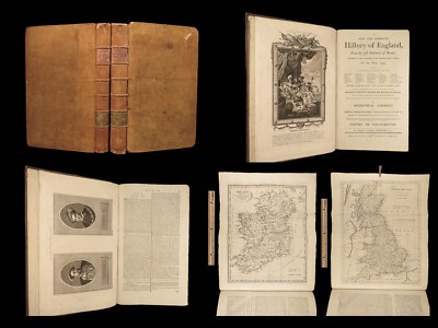 1793 ENGLAND 1ed Ashburton History Julius Caesar Charles I Portraits 2v SET MAPS-image