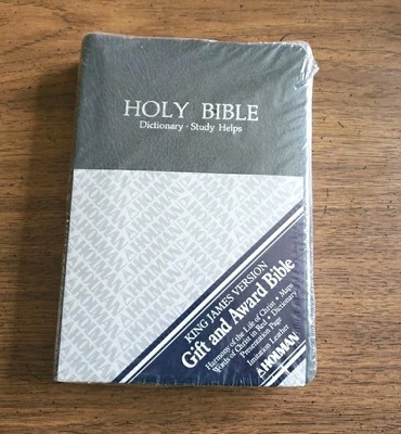 New Holman HOLY BIBLE Gift & Award KJV Gray Imitation Leather 1970s BRAND NEW -image