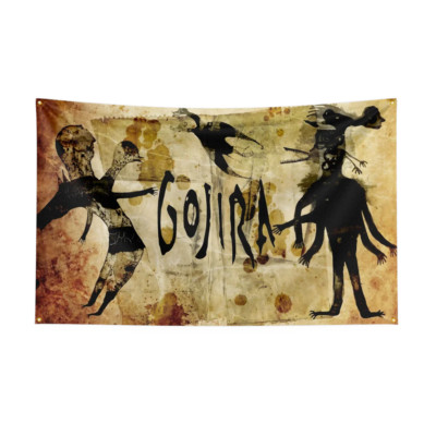 3x5 Ft Gojira Godzilla Heavy Metal Band Flag Banner Wall Art Tapestry + Grommets-image