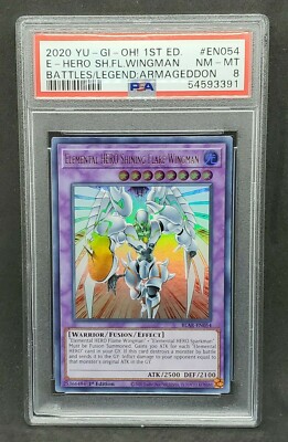 Yugioh PSA 8 NM-MT Elemental Hero Shining Flare Wingman BLAR-EN054 1st Ed. Ultra-image