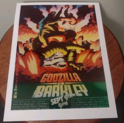 CHARLES BARKLEY💥VS GODZILLA🔥OLD SCHOOL 8.5x11 GLOSSY ART GREEN MONSTER😱POSTER-image