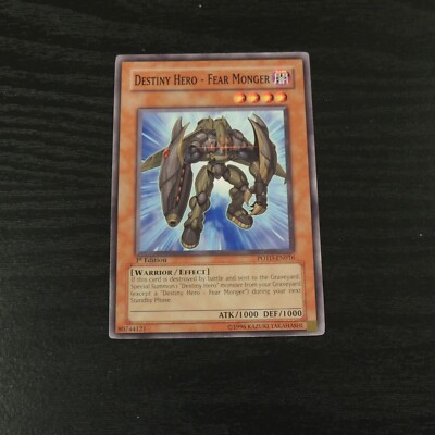 Yugioh Destiny Hero Fear Monger Dark Card 1st Edition 1996-image
