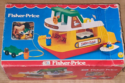 Vintage Fisher-Price Little People #932 Play Family FERRY BOAT Complete w/Box-image