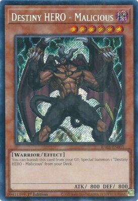 Yugioh! Destiny HERO - Malicious - RA03-EN001 - Secret Rare - 1st Edition Near M-image