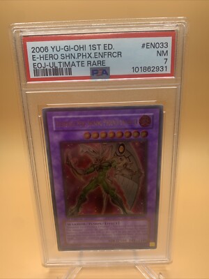 YuGiOh elemental hero shining phoenix 1st Edition EOJEN033 ULTIMATE RARE PSA 7-image