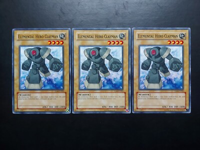 Yugioh - Elemental Hero Clayman TLM-EN003 Common Playset x3-image