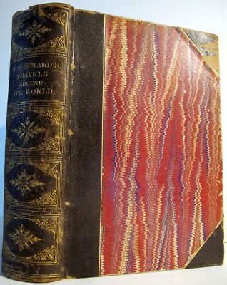 W. H. SEWARD Travels Around The World 1873 First Edition Folding Map Japan China-image