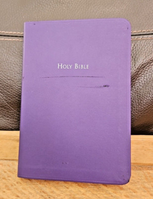 1995 NASB Slimline CC Reference Bible Purple Bonded Leather RL Conc/Maps Belgium-image