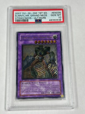 YUGIOH PSA 10 Elemental Hero Grand Neos STON-EN035 Ultimate Rare 1st Edition *38-image