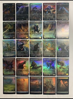 Magic Mtg Ikoria Godzilla Complete Set With Lands 25 Cards Full Art Foil NM-image