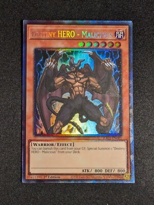 Yugioh - Destiny HERO - Malicious RA03-EN001 1st Edition Collector Rare NM-image