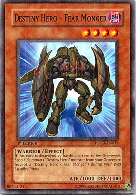 Destiny Hero - Fear Monger POTD-EN016 Yu-Gi-Oh! 1st Edition Heavy Play -image