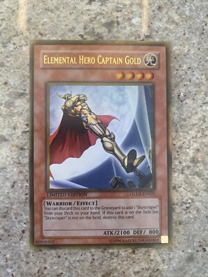Elemental Hero Captain Gold GLD2-EN025 NM Gold Rare Limited Edison Yugioh-image