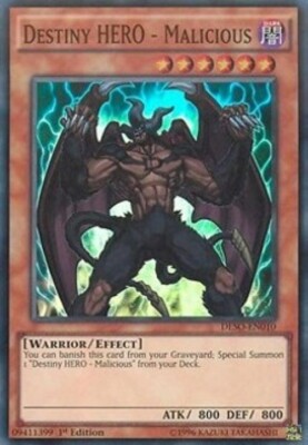 Yugioh-Destiny HERO - Malicious-Super Rare-1st Edition-DESO EN010 (LP)-image