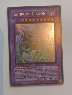 Yu-Gi-Oh Missprint Rainbow Dragon/Elemental Hero Chaos Neos Ghost Rare GLAS-036-image