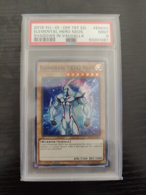 2018 PSA 9 Yu-Gi-Oh Mint Elemental Hero Neos SHVA-EN031 Shadows In Valhalla-image