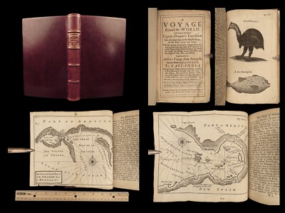 1707 William Dampier Voyages 1ed Illustrated MAPS Pirates PERU Honduras Funnell-image