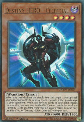 Yugioh! LP Destiny HERO - Celestial - DUOV-EN069 - Ultra Rare - 1st Edition Ligh-image