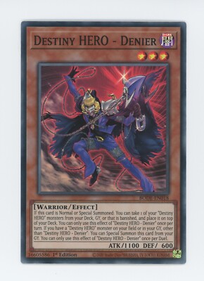 Yugioh Destiny Hero - Denier  BODE-EN018 1st Edition Super Rare x3 Play Set-image