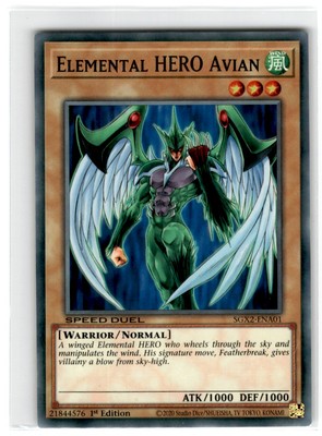 Yu-Gi-Oh! Speed Duel Elemental Hero Avian Common SGX2-ENA01 Moderately Played-image