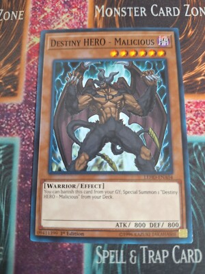 Yu-Gi-Oh! TCG Destiny HERO - Malicious LEHD-ENA04 Common 1st Edition Near Mint-image