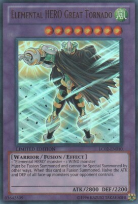 1 x Elemental HERO Great Tornado - LC02-EN010 - Ultra Rare - Limited Edition Nea-image