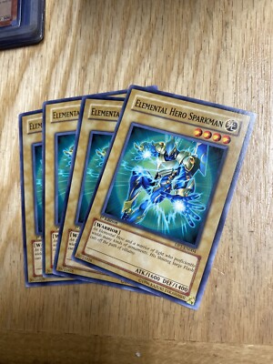 1996 Yu-Gi-Oh First Edition Elemental Hero Sparkman Card Lot Of 4-image