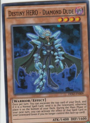 YUGIOH HOLO CARD - 1 X DESTINY HERO DIAMOND DUDE DESO-EN009 1ST EDITION-image