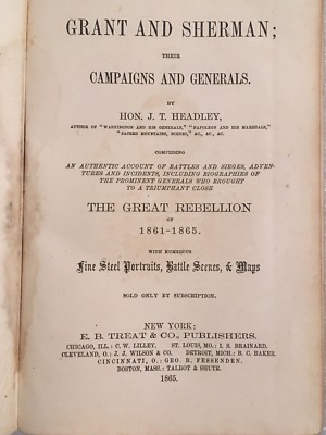 1865 Civil War GRANT & SHERMAN Campaigns & Generals HON HEADLEY Maps and Battles-image