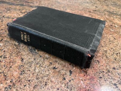 Holy Bible KJV American Bible Society Maps Black Genuine Leather King James-image