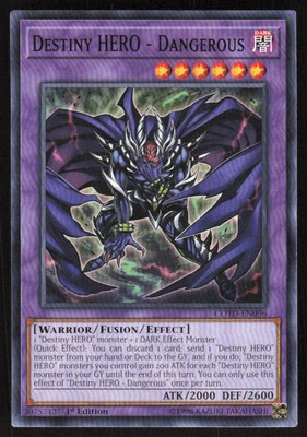 1996 Yugioh 1st Edition Destiny HERO- Dangerous-image