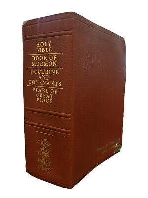 Brown LDS Quad Scriptures Leather 5.25