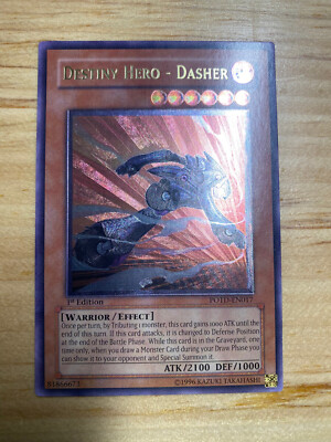 1 X YUGIOH Ultimate Rare - Destiny Hero - Dasher - POTD-EN017 1st Edition-image