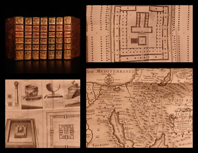 1725 Jewish History Calmet JEWS + Bible Commentary Holy Land MAPS Jerusalem-image