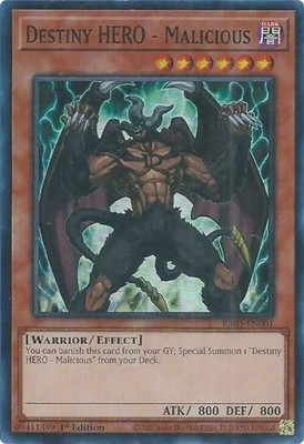 Destiny HERO - Malicious - RA03-EN001 - Super Rare - 1st Edition NM YuGiOh!  Qua-image