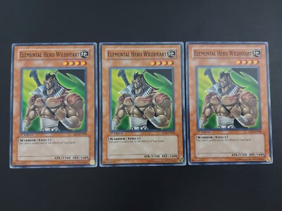 Yugioh - Elemental Hero Wildheart EEN-EN008 1st Edition Playset x3-image